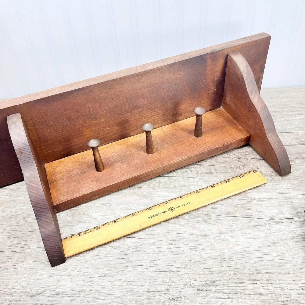 Vintage Midcentury Modern Wood Shelf: Curio Trinket Display